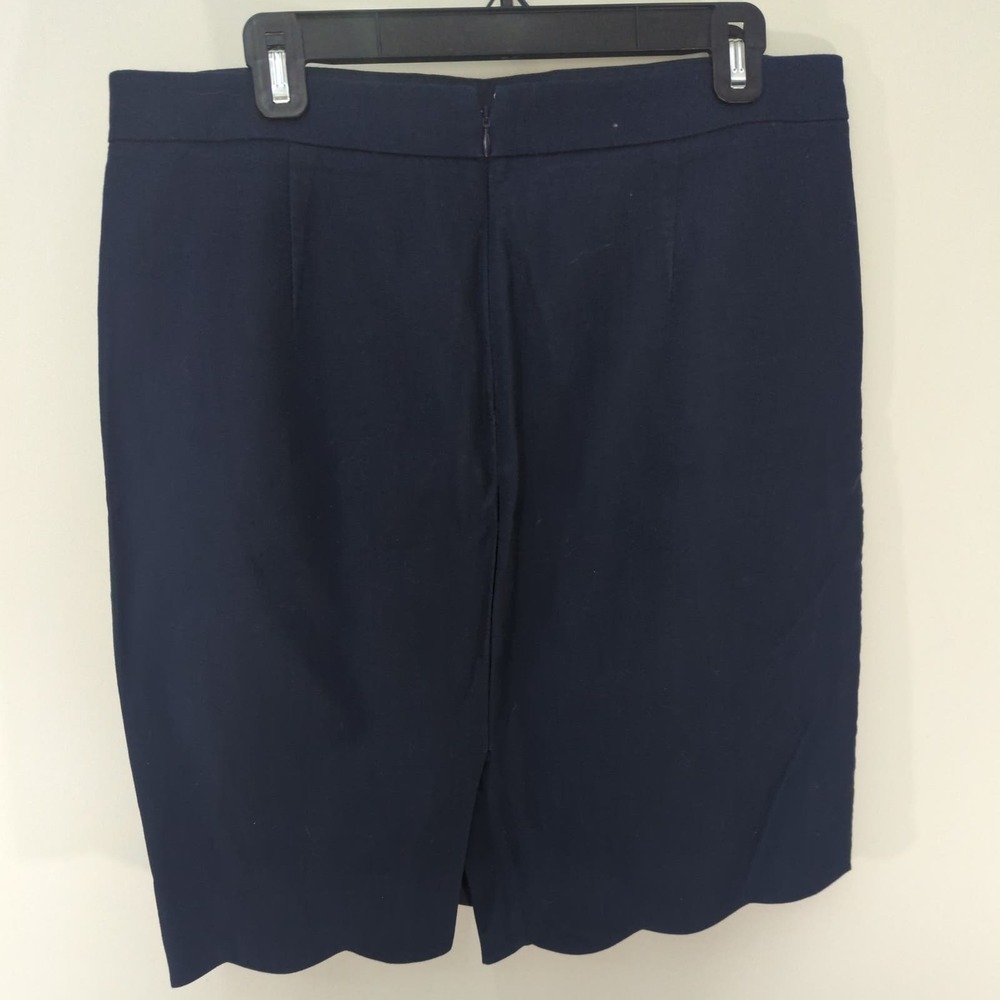 J. By J. Crew Womens Scalloped Hem Skirt Navy Blue Cotton Mini Size 10 - Picture 4 of 8